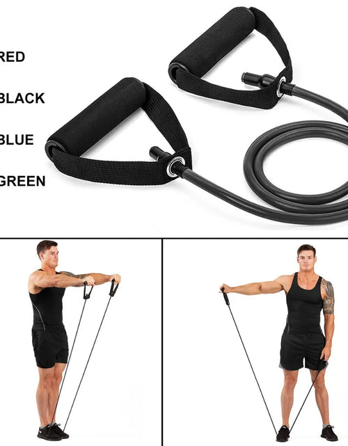 Load image into Gallery viewer, 5-Level Resistance Band, with Crank Yoga Pull Rope Fitness Exercise Tube Belt,Crossfit Exercise Strength Training at Home
